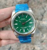 Rolex Oyster Perpetual 41mm Watch Stainless Steel President Band Green Dial